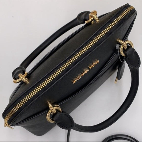 Michael Kors Jet Set Travel Medium Saffiano Leather Dome Satchel Black - Picture 16 of 16